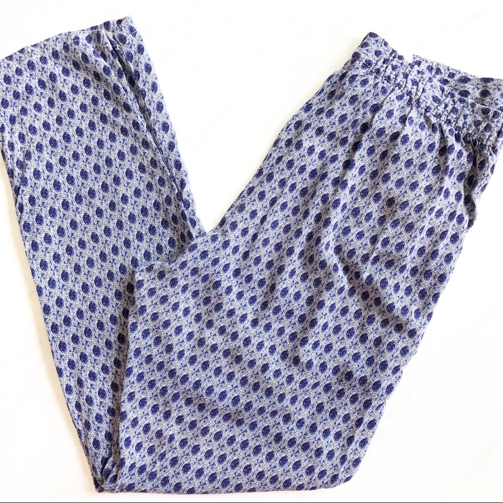 H&M Geometric Pattern Pull-On Pants Blue Sz S